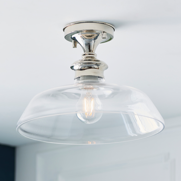 Barford - Nickel and Glass Semi Flush Ceiling Light