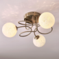 Mako - Cloud-like Glass Globe Semi Flush Ceiling Light - Antique Brass