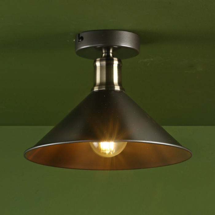 Jalen 1 Light Flush Ceiling Light - Graphite Antique Brass