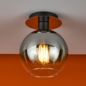Lycia 1 Light Semi Flush Ceiling Light - Matt Black Ombre Smoked Glass