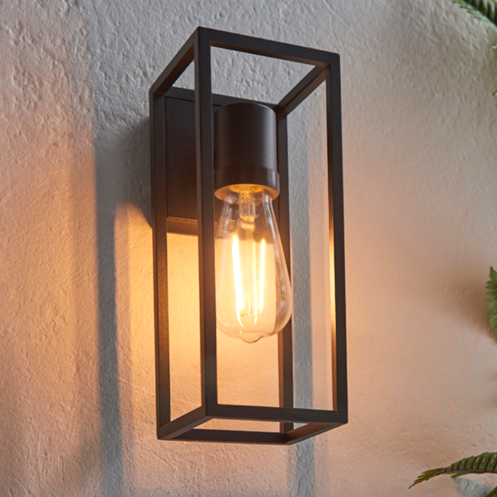 George – Black Open Cage Outdoor Wall Light