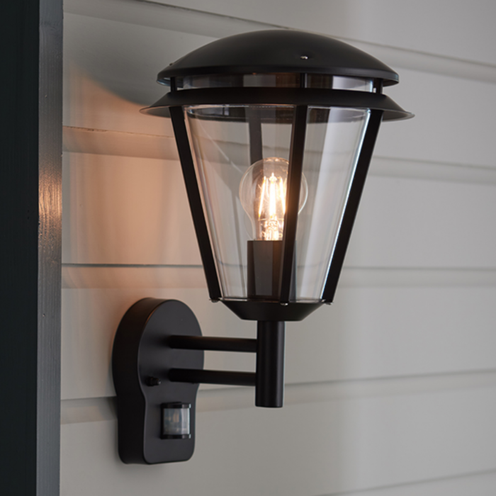 Freddie - Modern PIR Exterior Wall Light -  Matt Black