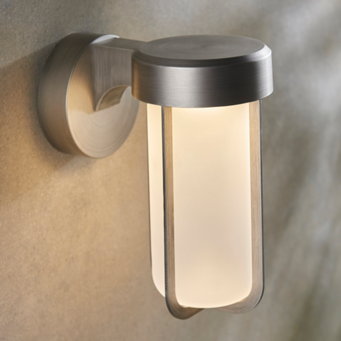 Ayton - Luxury Modern Outdoor LED Wall Light - Brushed Silver & Frosted Glass