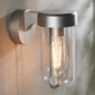 Ayton - Luxury Industrial Outdoor Wall Light - Brushed Silver & Clear Glass