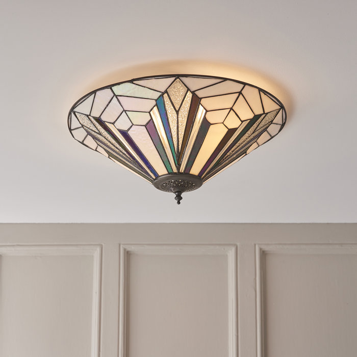 Astoria - Large Flush Tiffany Ceiling Light