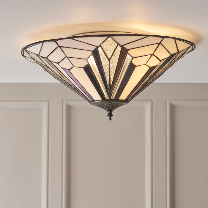 Astoria - Large Flush Tiffany Ceiling Light