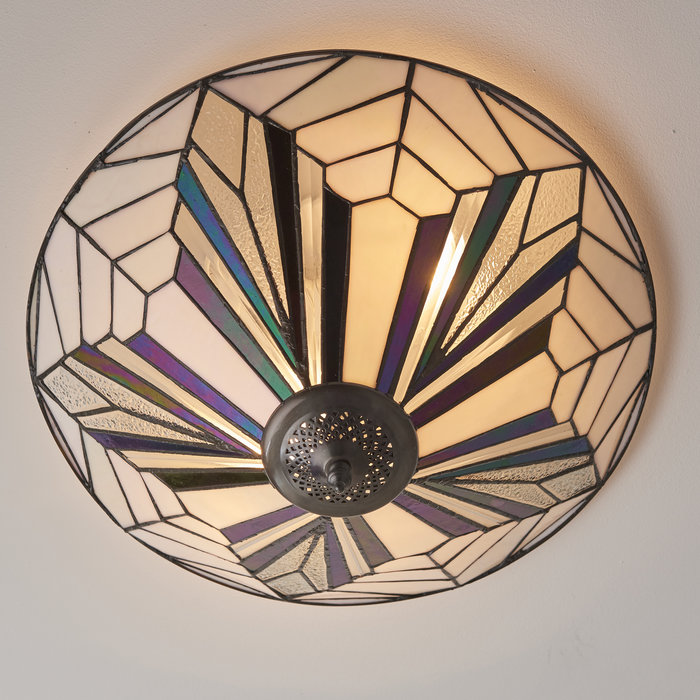 Astoria - Large Flush Tiffany Ceiling Light