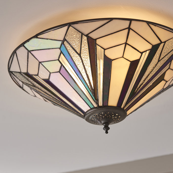 Astoria - Large Flush Tiffany Ceiling Light