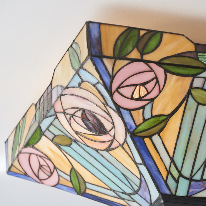 Willow - 2 Light Large Flush Tiffany Ceiling Light