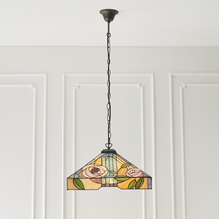 Willow - 3 Light Large Tiffany Ceiling Light Pendant