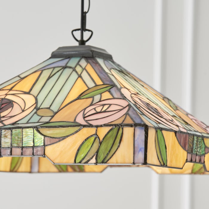 Willow - 3 Light Large Tiffany Ceiling Light Pendant