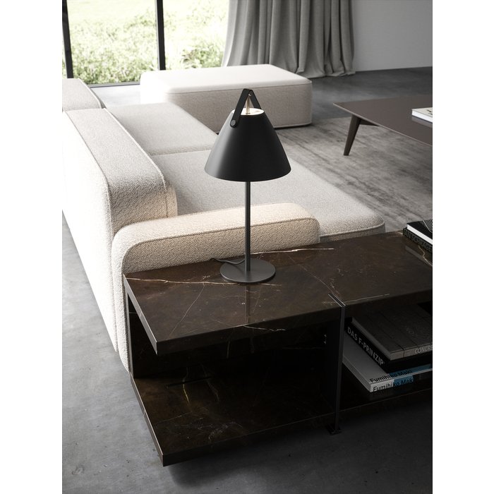 Rem - Black & Strap Scandi Table Lamp