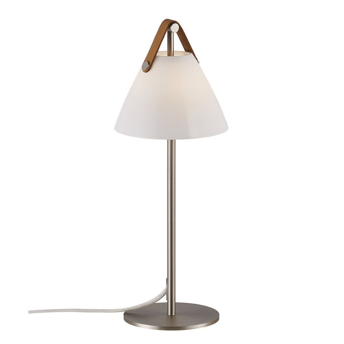 Rem - Brushed Steel & Strap Scandi Table Lamp