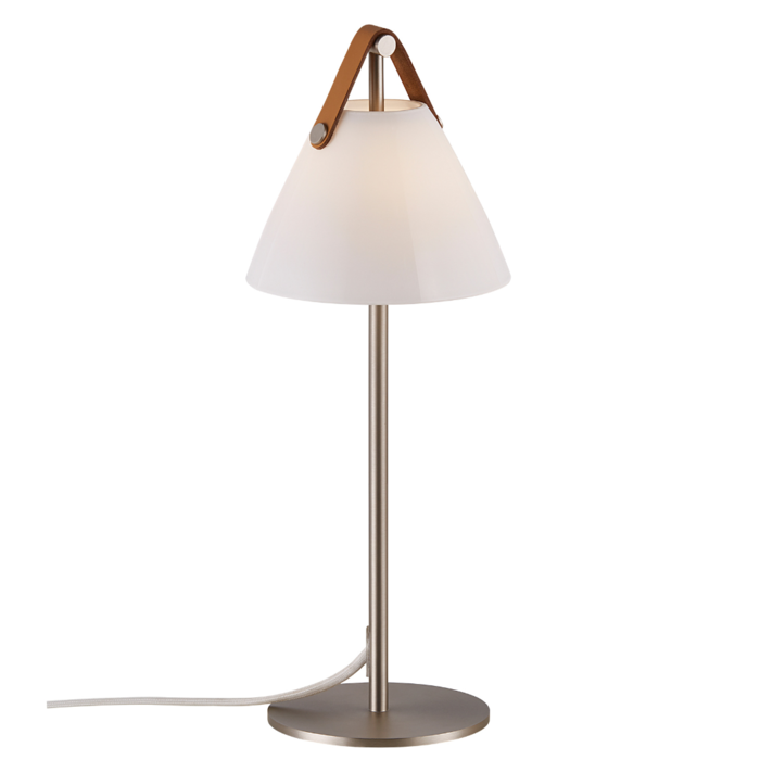 Rem - Brushed Steel & Strap Scandi Table Lamp