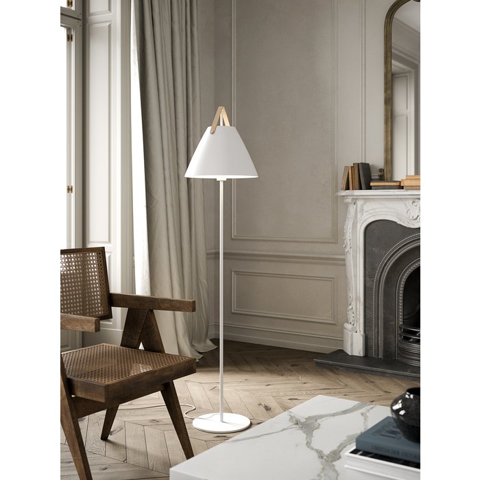 Rem - White & Strap Scandi Floor Lamp