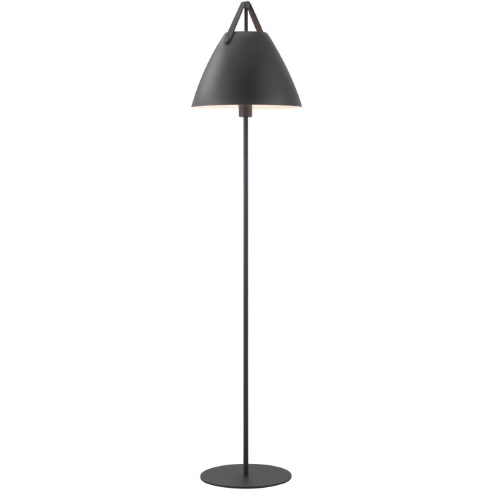 Rem - Black & Strap Scandi Floor Lamp