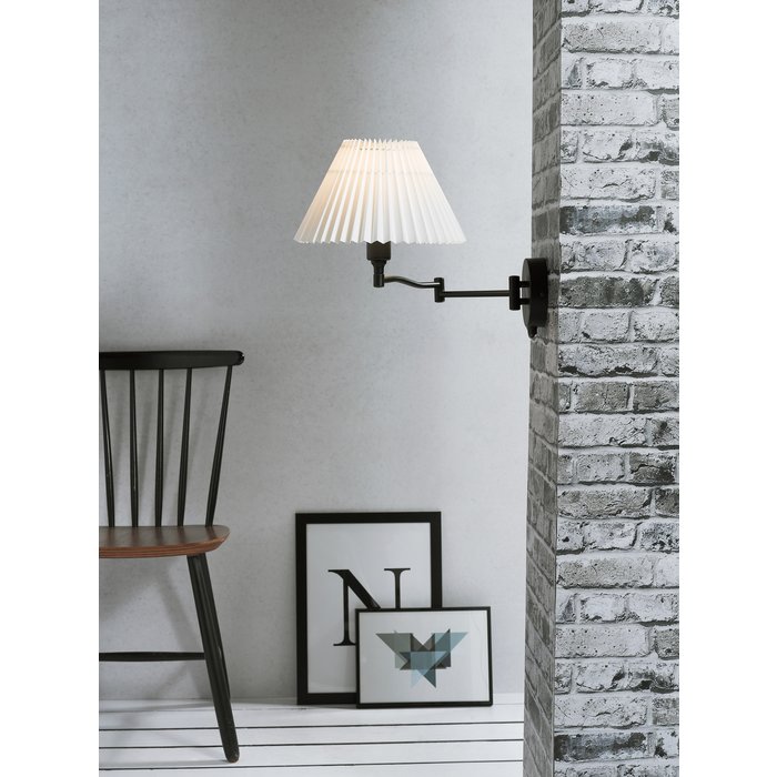 Finesse - Adjustable Scandi Wall Lamp with White Pleated Fabric Shade