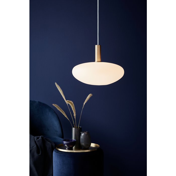 Alton - Opal & Brass Oval Scandi Pendant Light