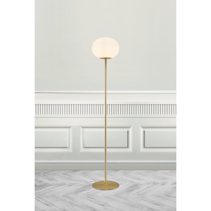 Alton - Opal & Brass Round Scandi Floor Lamp