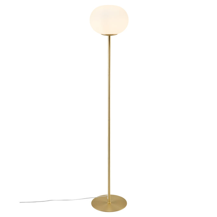 Alton - Opal & Brass Round Scandi Floor Lamp