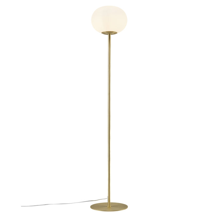 Alton - Opal & Brass Round Scandi Floor Lamp