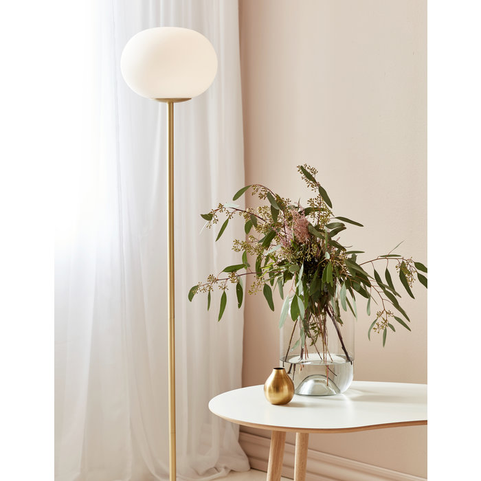 Alton - Opal & Brass Round Scandi Floor Lamp