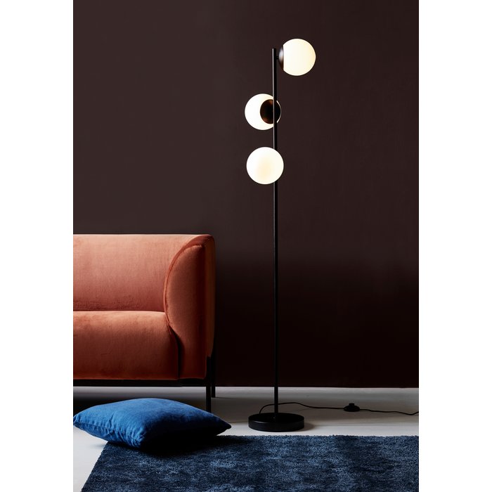 Tre - Black and Opal Modern Scandi Floor Lamp