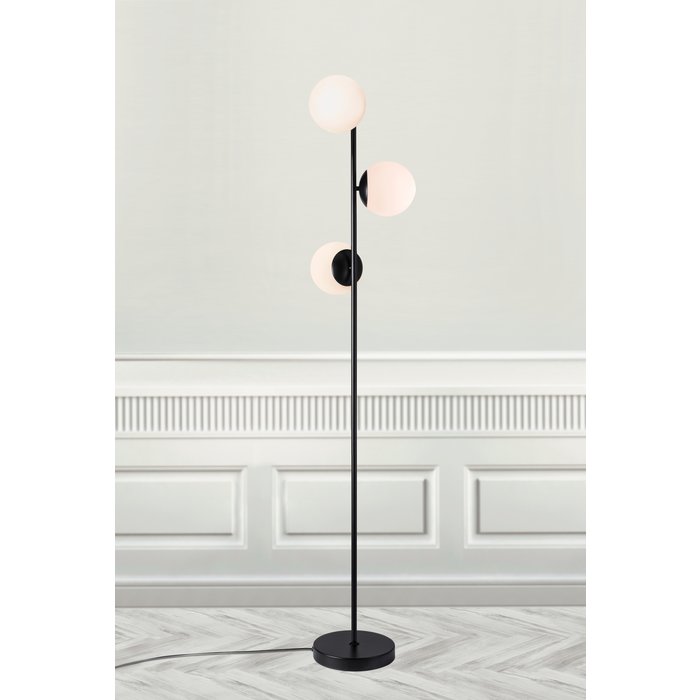Tre - Black and Opal Modern Scandi Floor Lamp