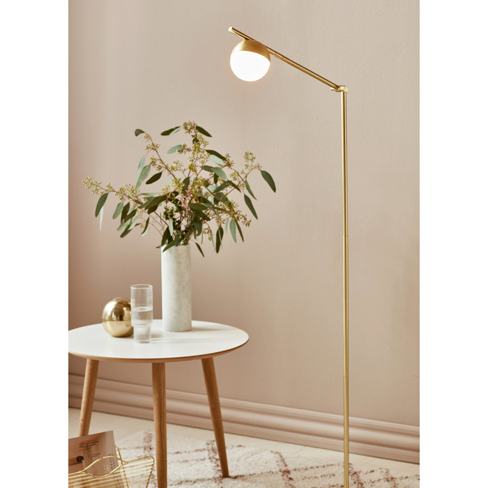 Comitis - Opal and Brass Adjustable Scandi Floor Lamp