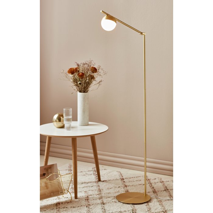 Comitis - Opal and Brass Adjustable Scandi Floor Lamp