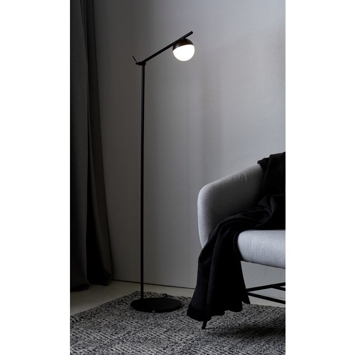 Comitis - Opal and Black Adjustable Scandi Floor Lamp