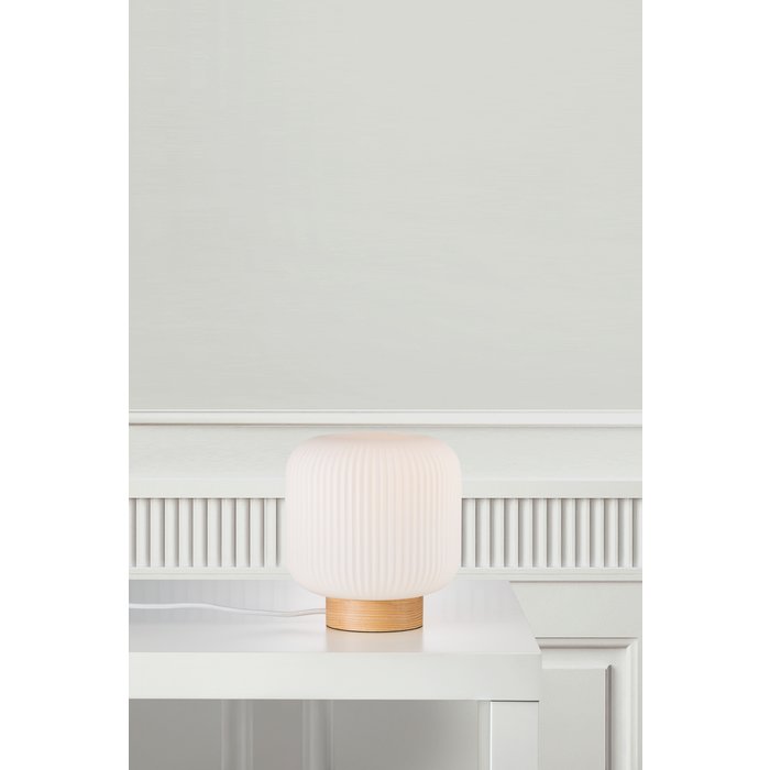 MIlli - Wood and Opal Glass Scandi Table Lamp