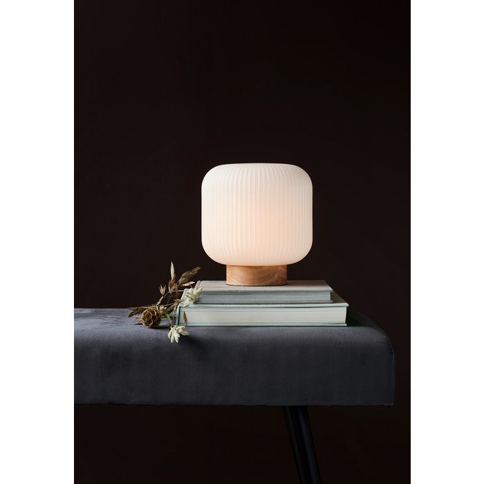 MIlli - Wood and Opal Glass Scandi Table Lamp