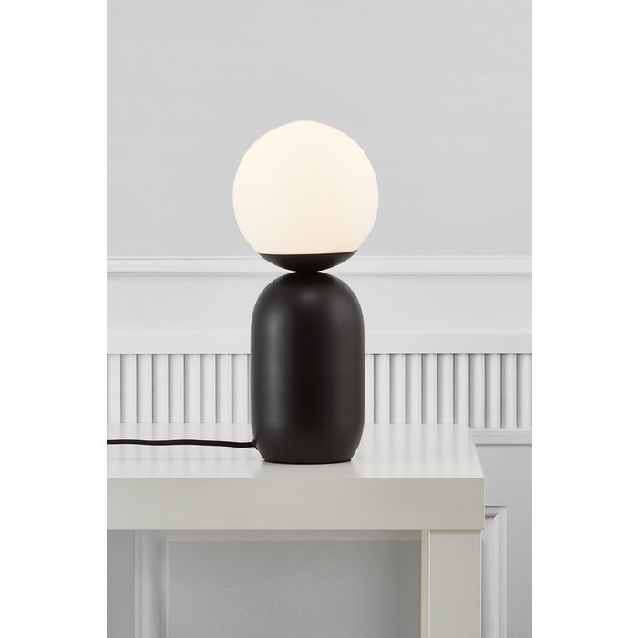 Nystan - Grey and Opal Glass Scandi Table Lamp