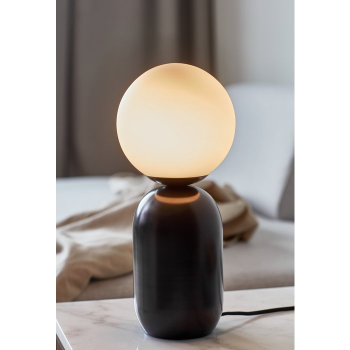 Nystan - Grey and Opal Glass Scandi Table Lamp