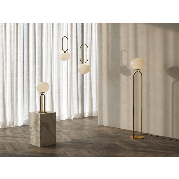 Cherish - Shaped Opal and Brass Scandi Table Lamp