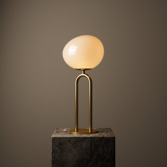 Cherish - Shaped Opal and Brass Scandi Table Lamp