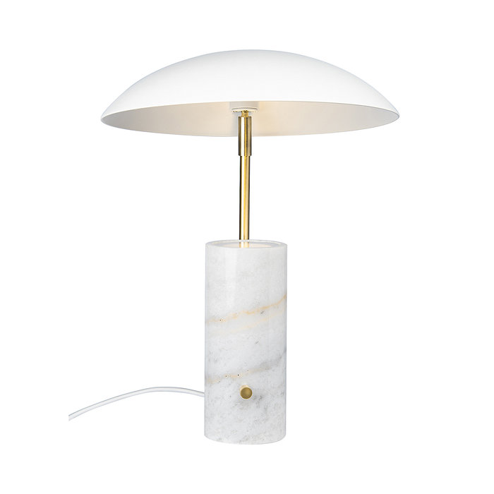 Madem - Marble White Scandi Table Lamp with Oversized Shade