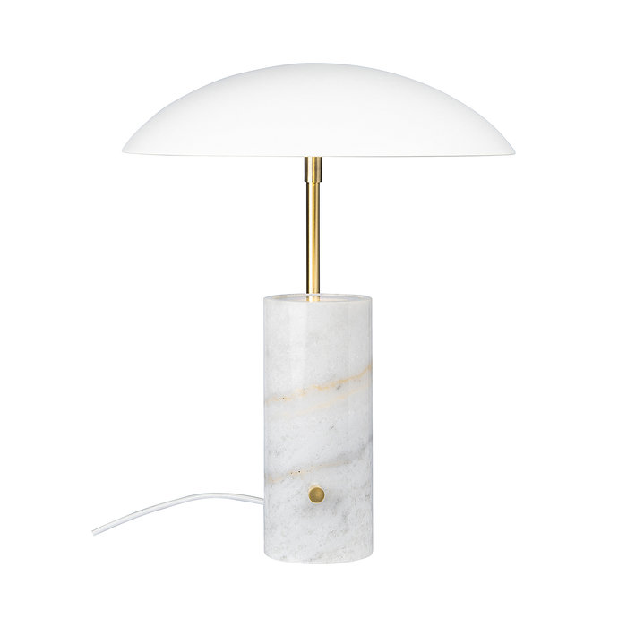 Madem - Marble White Scandi Table Lamp with Oversized Shade