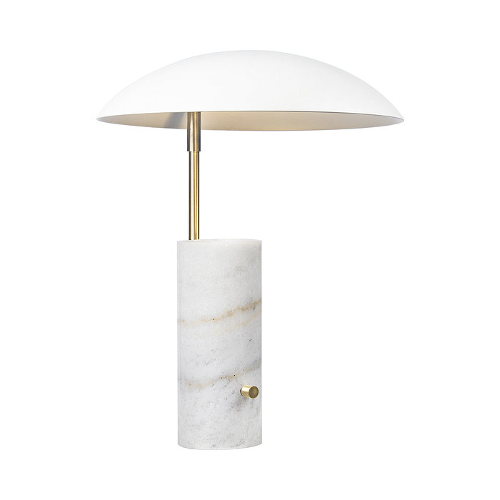 Madem - Marble White Scandi Table Lamp with Oversized Shade