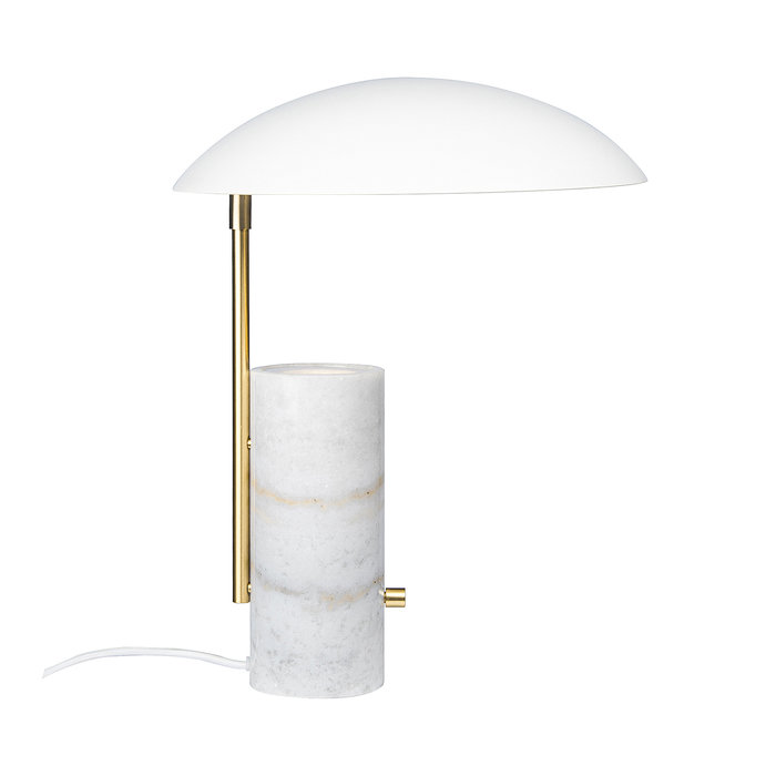 Madem - Marble White Scandi Table Lamp with Oversized Shade