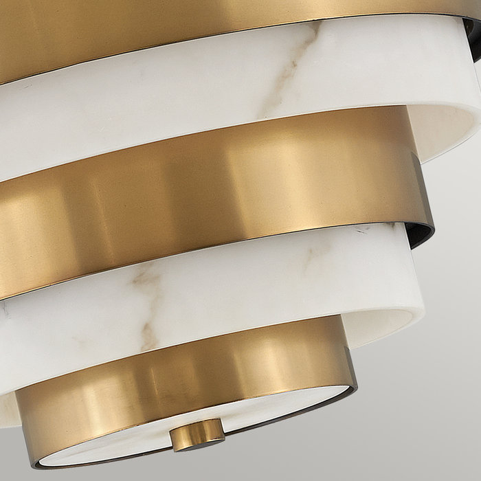 Cirque - Brass & Faux Alabaster Hoop Semi Flush Ceiling Light