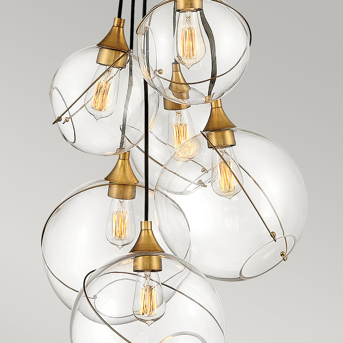 Eigg - Brass and Glass Globe 6 Light Cluster Pendant