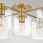 Arbor - Glass and Brushed Brass 5 Light Semi Flush Light