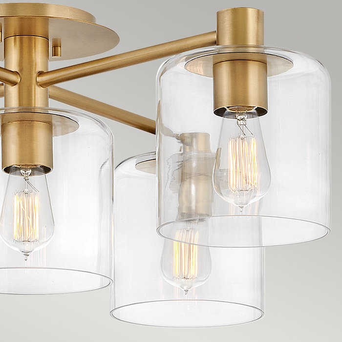 Arbor - Glass and Brushed Brass 5 Light Semi Flush Light