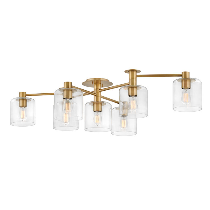 Arbor - Glass and Brushed Brass 7 Light Semi Flush Light