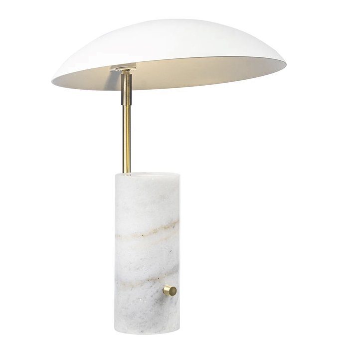 Madem - Marble White Scandi Table Lamp with Oversized Shade