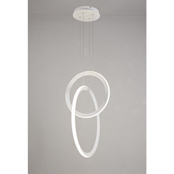 Fettle - LED Double Hoop Modern White Pendant