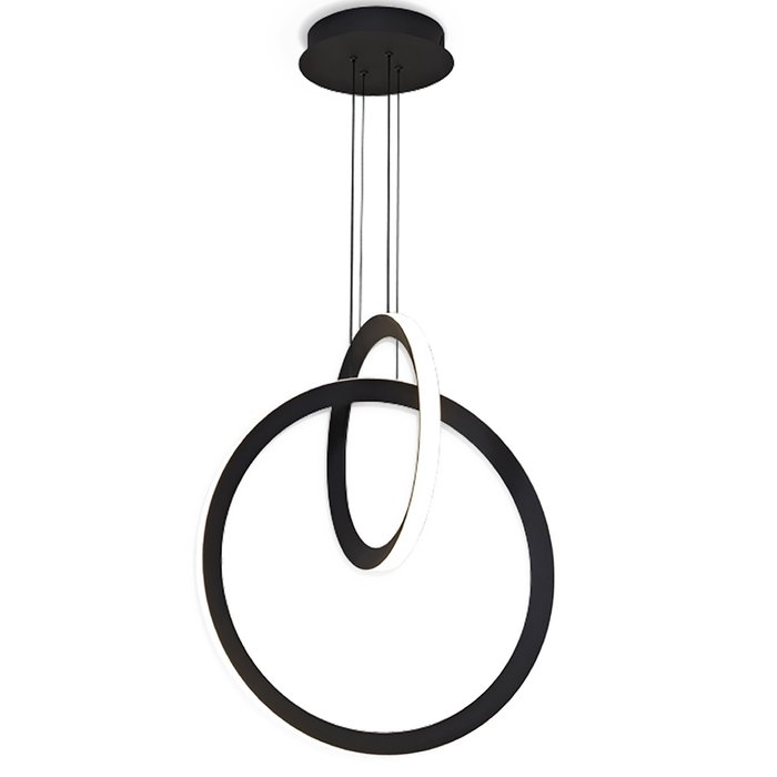 Fettle - LED Double Hoop Modern Black Pendant