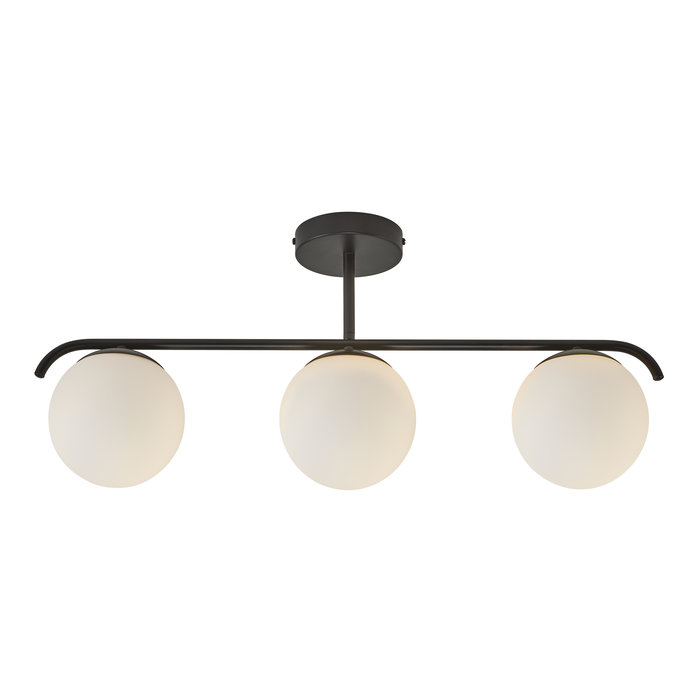 Gratitude - Black and Opal Glass Semi-Flush Scandi Ceiling Light